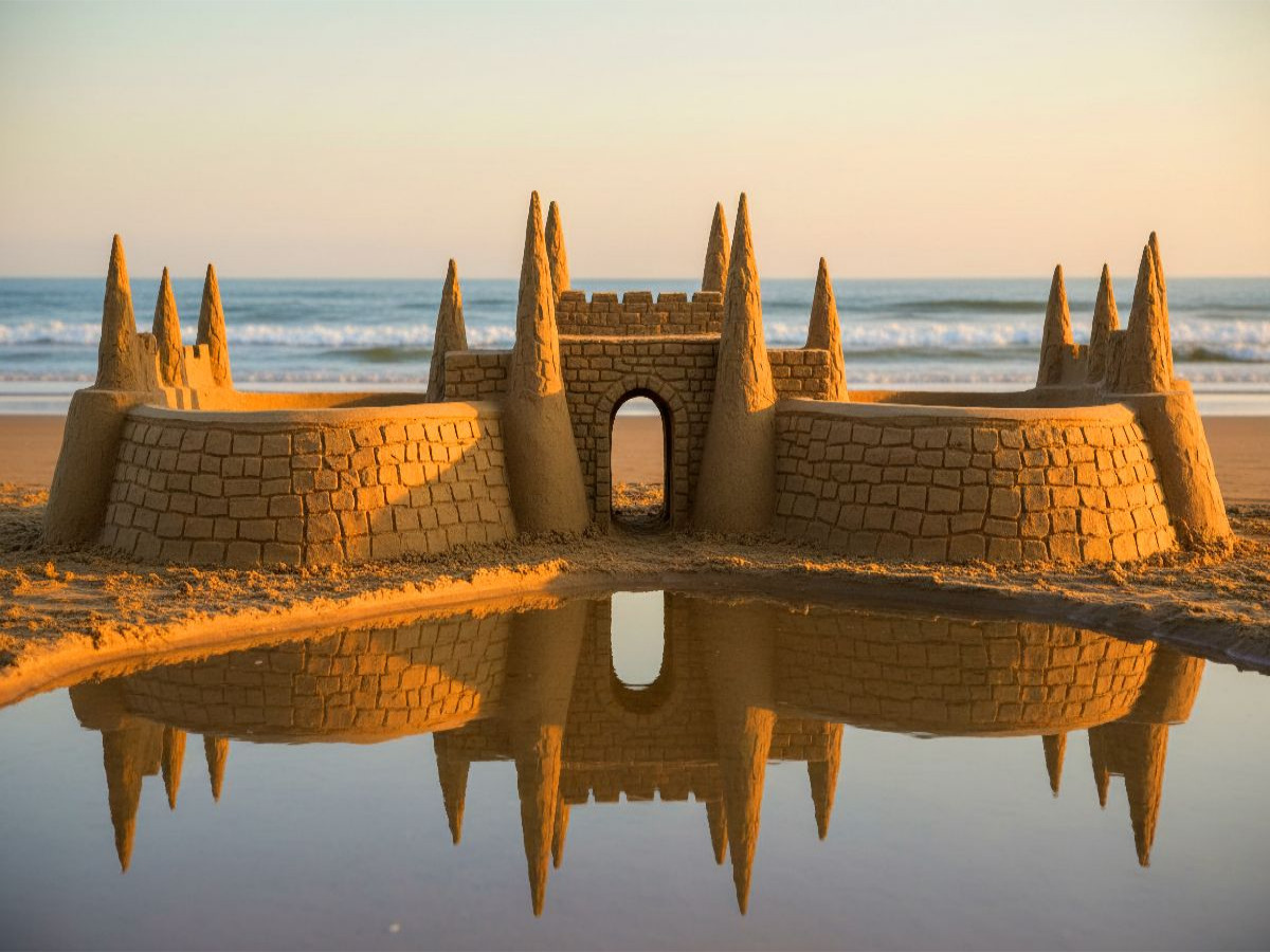 Abendstimmung am Meer mit Sandburg