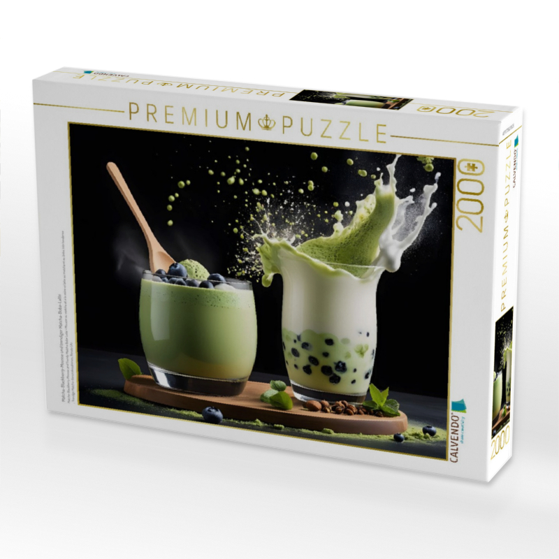 Matcha-Blackberry-Mousse und trendiger Matcha-Boba-Latte