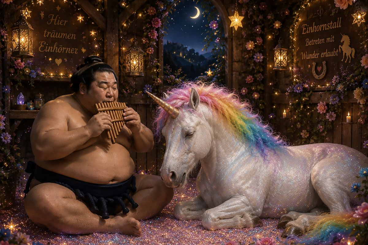 Sumoringer und Einhorn