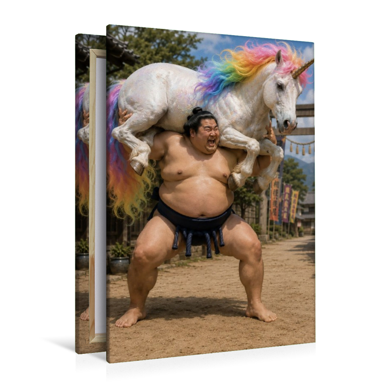 Sumoringer und Regenbogeneinhorn