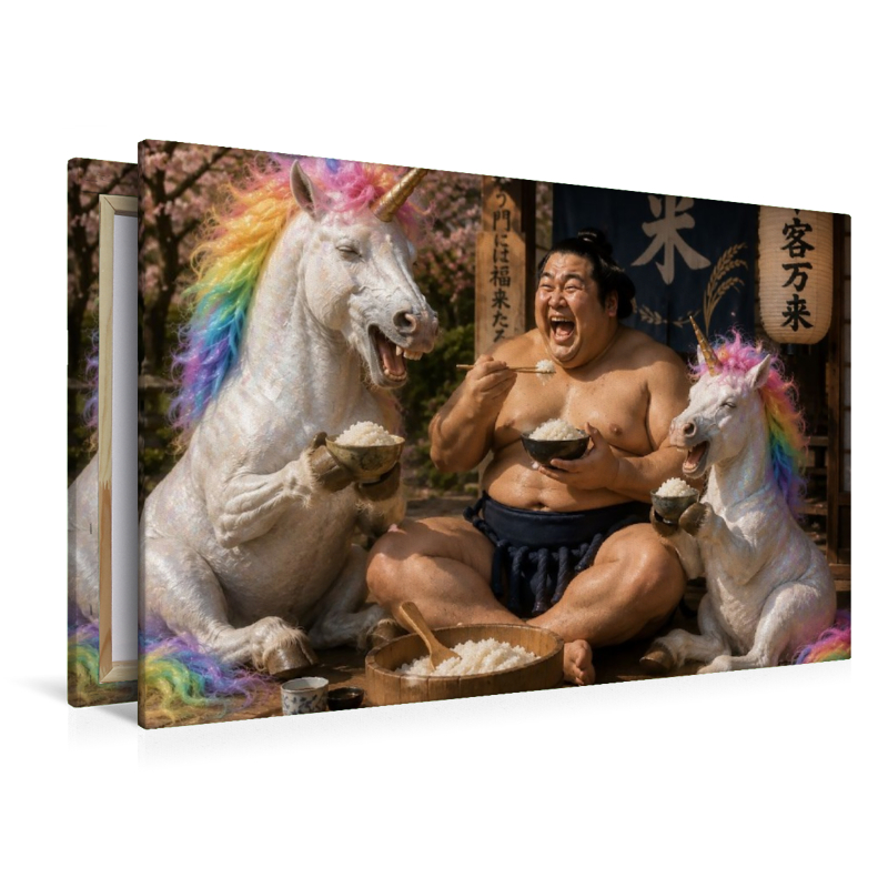 Sumoringer und Regenbogeneinhorn