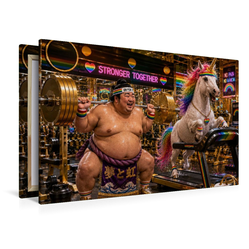 Sumoringer und Einhorn beim Sport