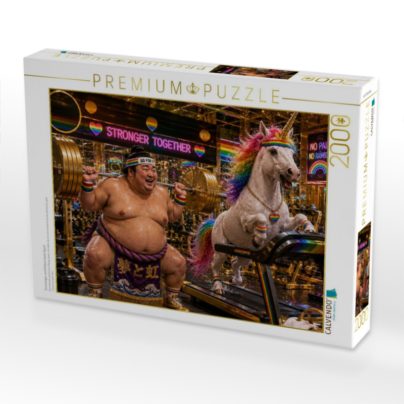 Sumoringer und Einhorn beim Sport