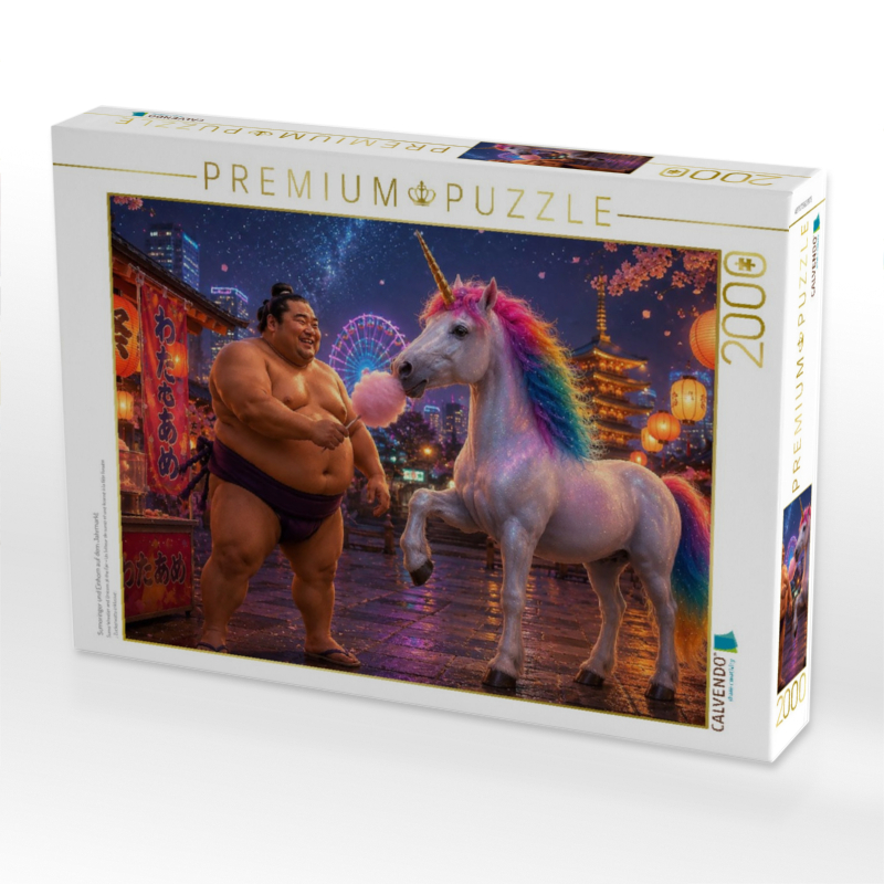 Sumoringer und Einhorn auf dem Jahrmarkt