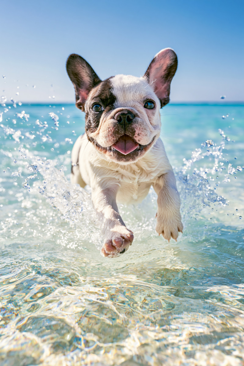 Pfoten im Sand und Meer