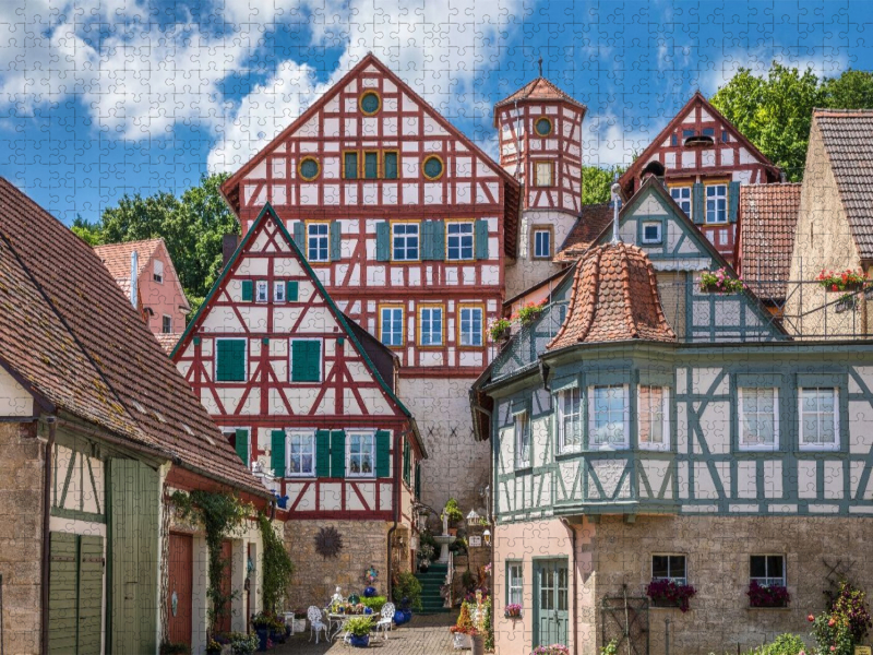 Altstadt mit Romschlössle in Creglingen, Baden-Württemberg