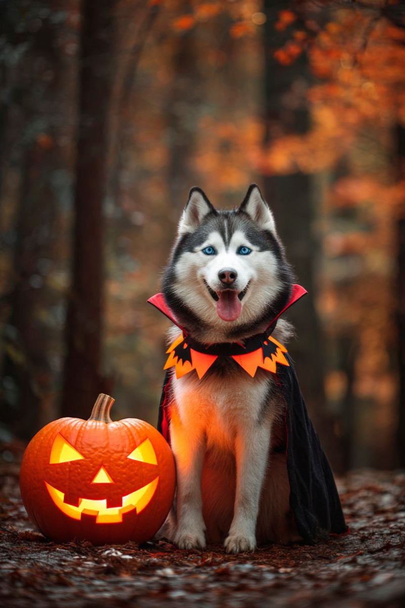 Husky - Halloween im Herbstwald