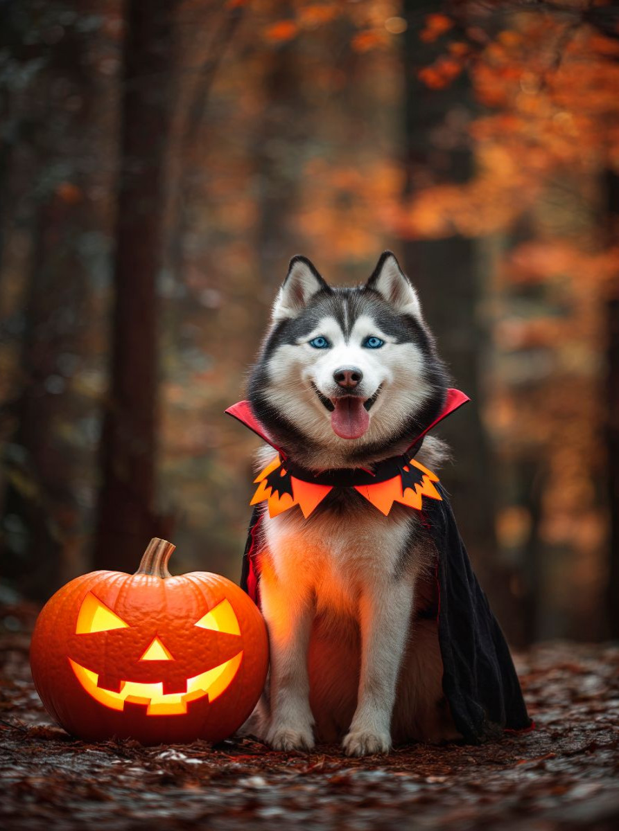 Husky - Halloween im Herbstwald