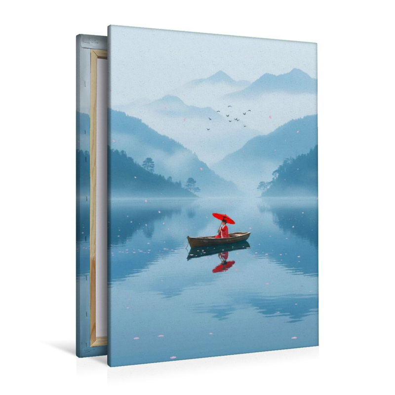 Roter Schirm in blauer Weite