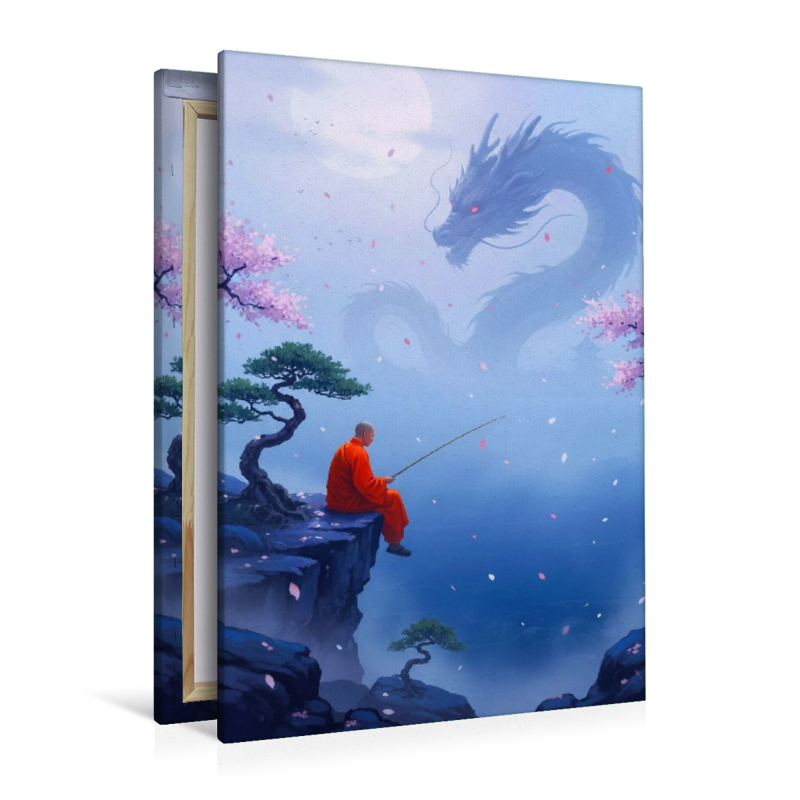 Buddhistischer Mönch und Drachen