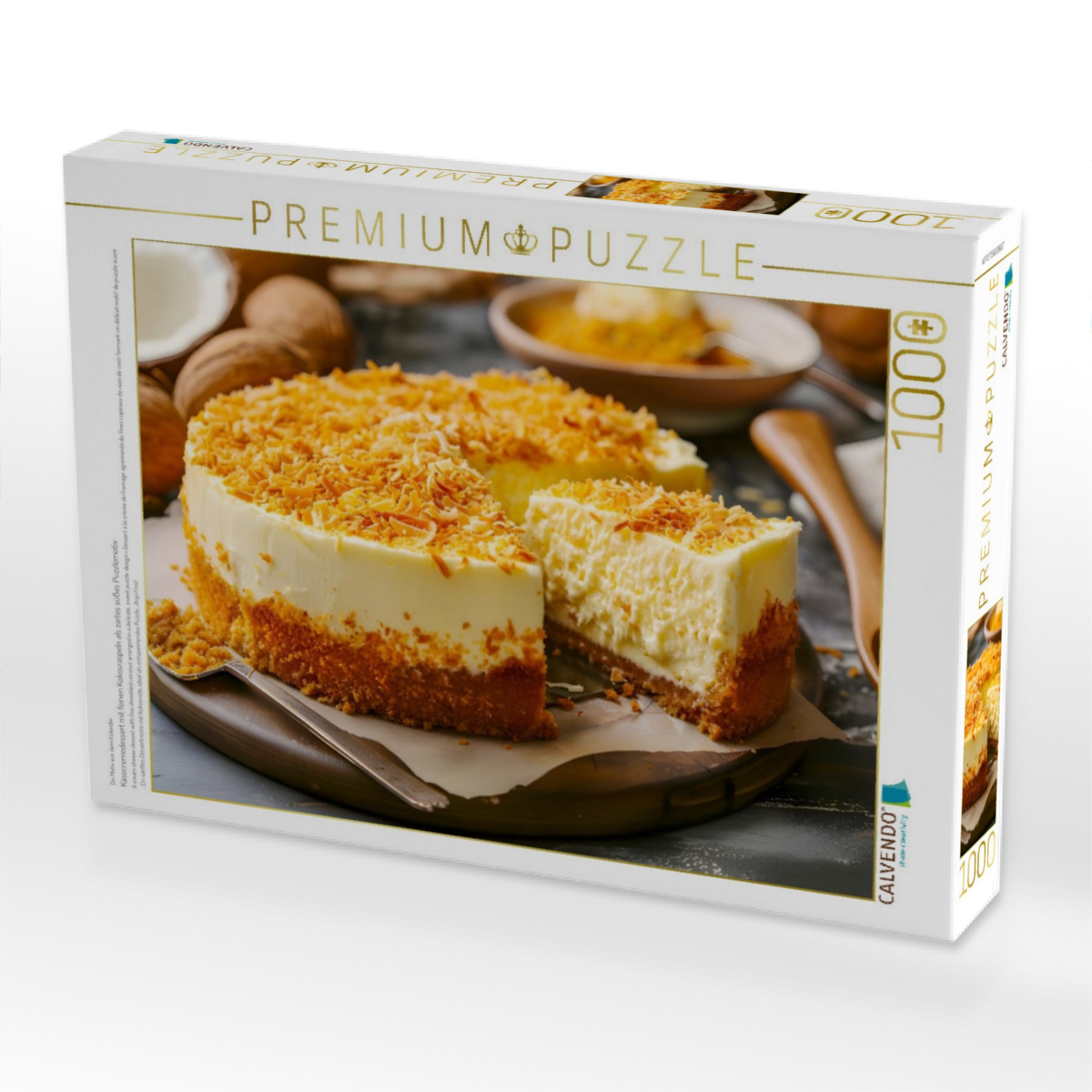 Käsecremedessert mit feinen Kokosraspeln als zartes süßes Puzzlemotiv