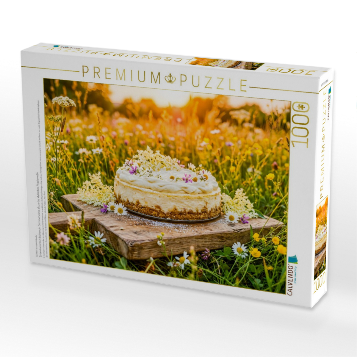 Baisekäsetorte in blühender Sommerwiese als zartes idyllisches Puzzlemotiv
