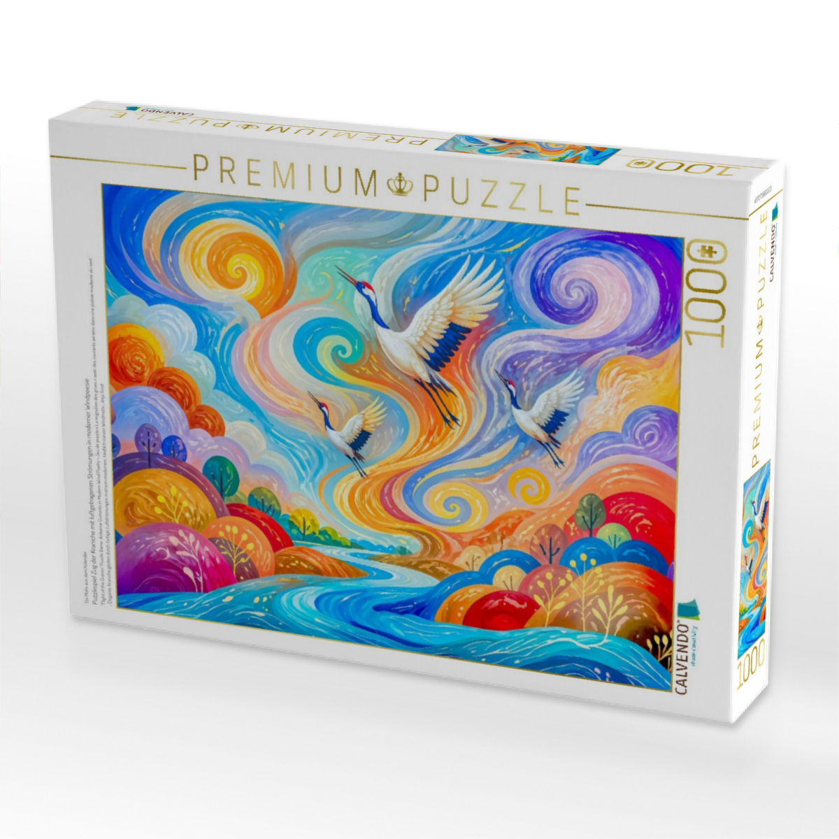 Puzzlespiel Zug der Kraniche mit luftgetragenen Strömungen in moderner Windpoesie