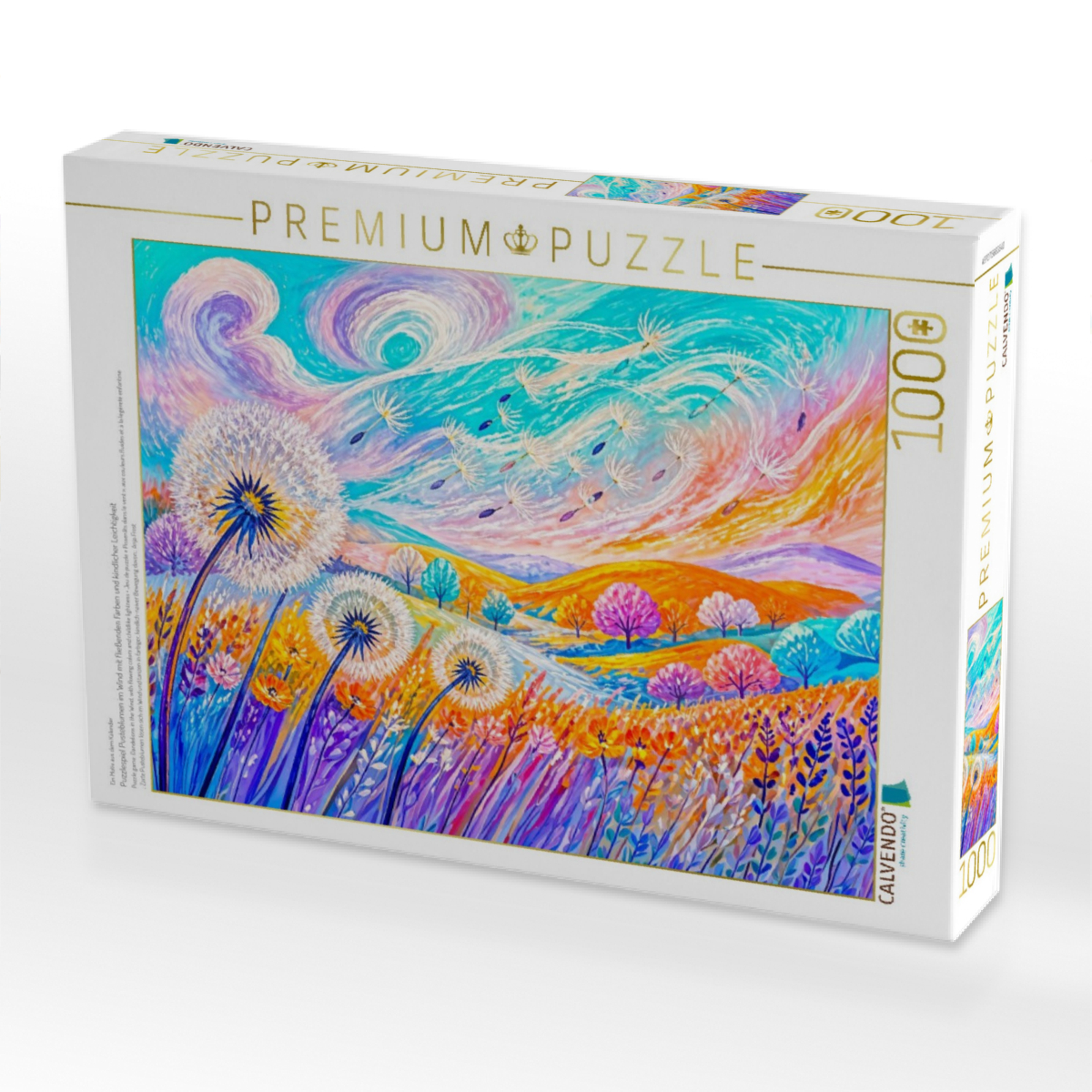 Puzzlespiel Pusteblumen im Wind mit fließenden Farben und kindlicher Leichtigkeit