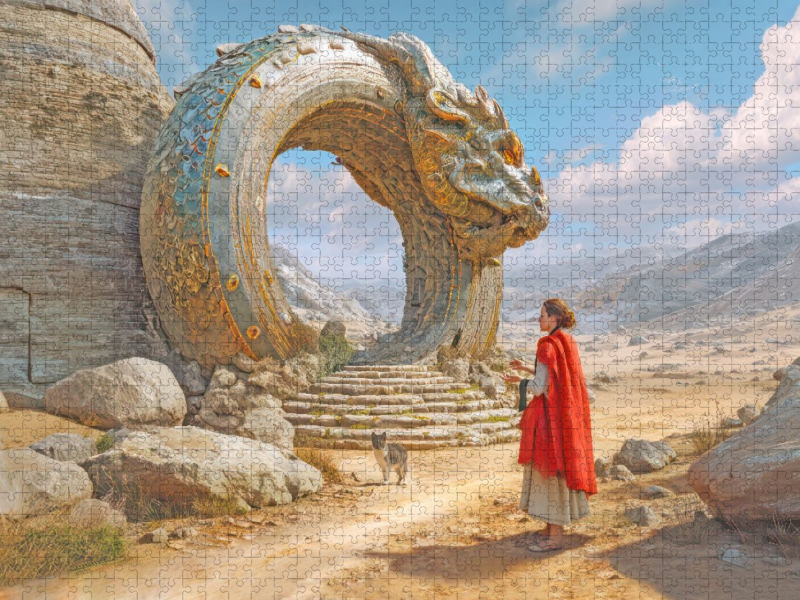 Mystische Oroboros und Steinbauten