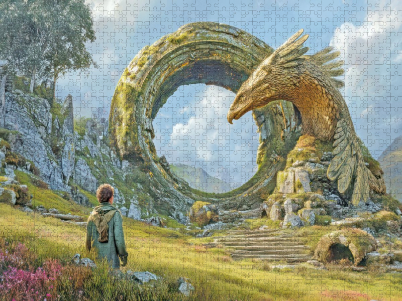 Mystische Oroboros und Steinbauten