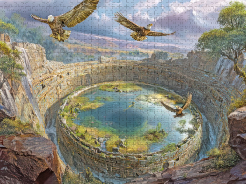 Mystische Oroboros und Steinbauten
