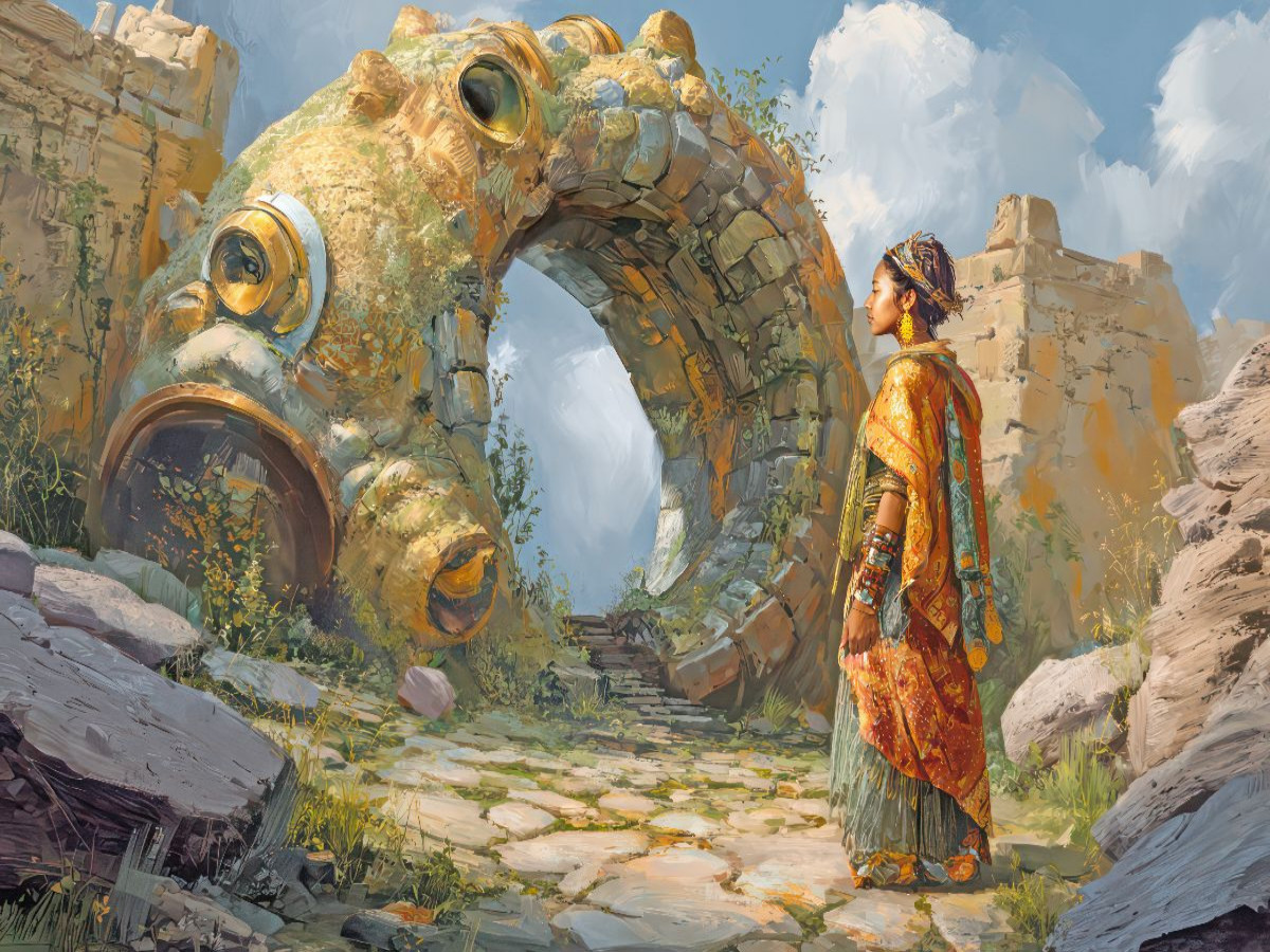 Mystische Oroboros und Steinbauten