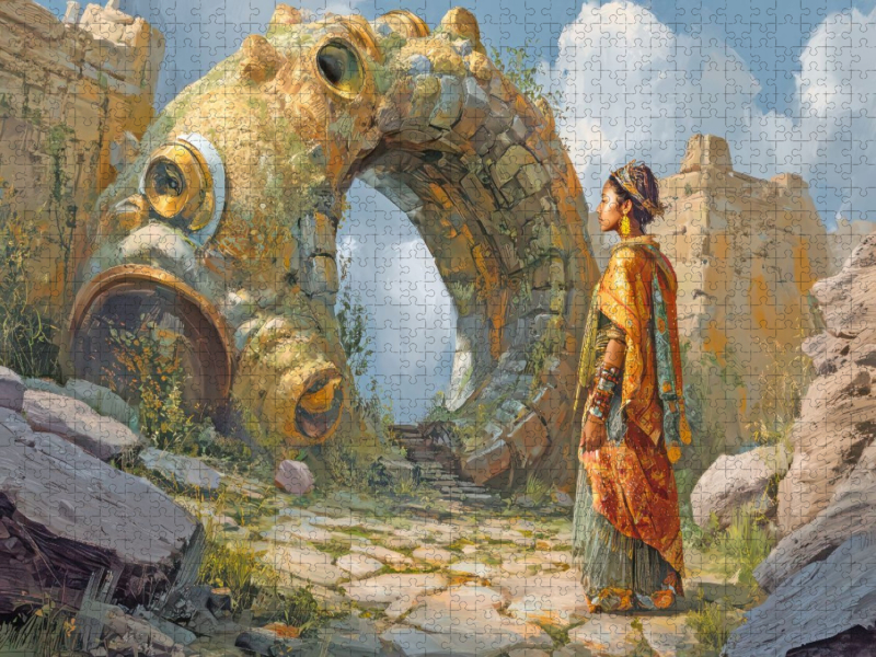Mystische Oroboros und Steinbauten