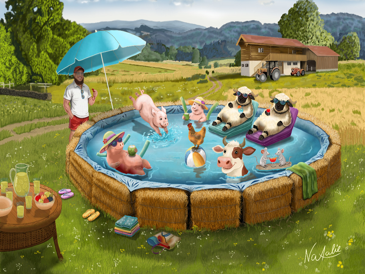 Poolparty im Feld