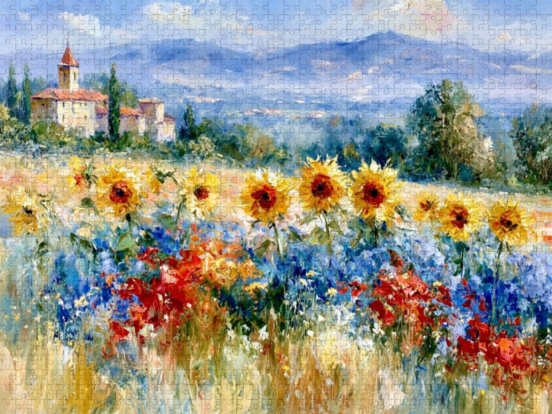 Sonnenblumen wetteifern mit der Sonne