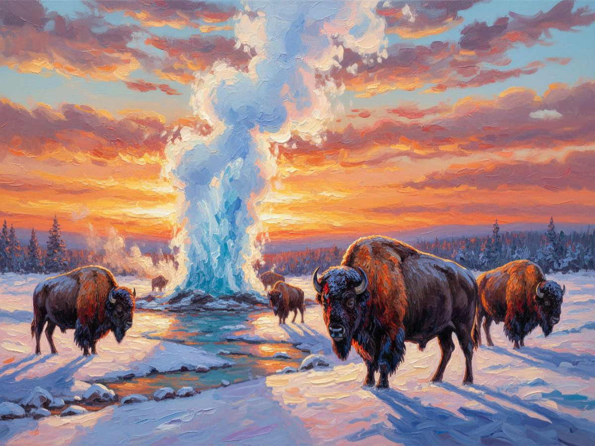 Yellowstone National Park mit Bisons