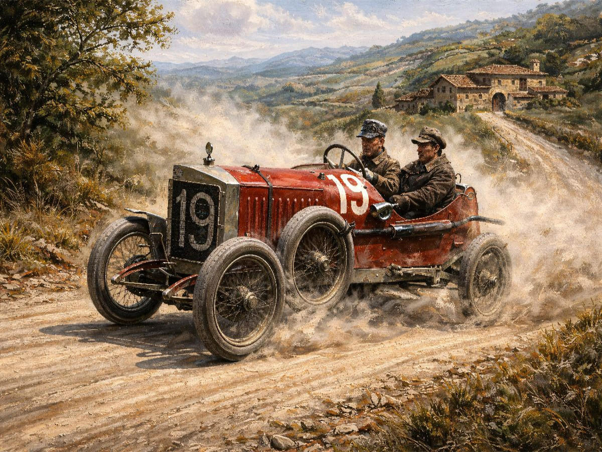 Hermann Rützler aus Österreich belegte im Steyr Platz 15 bei der Targa Florio des Jahres 1922.