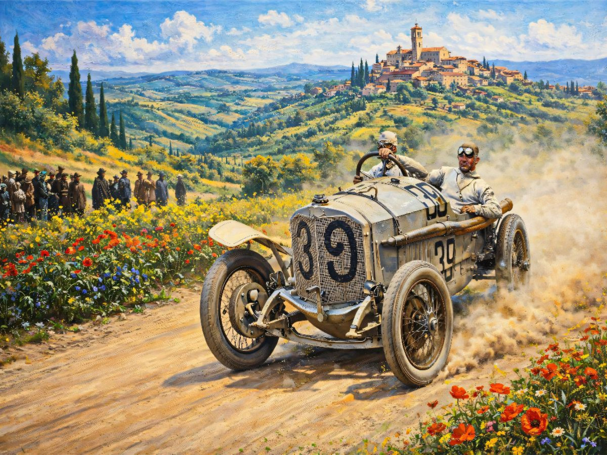 Der Deutsche Christian Werner belegte den achten Platz im Mercedes 28-95/7.3 bei der Targa Florio des Jahres 1922.