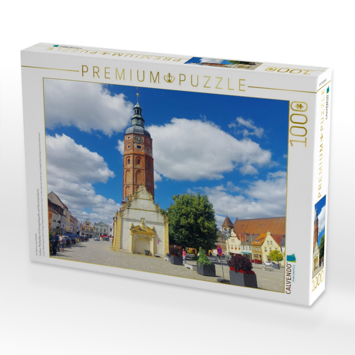 Luckau, Marktplatz mit Georgenkapelle und Hausmannsturm