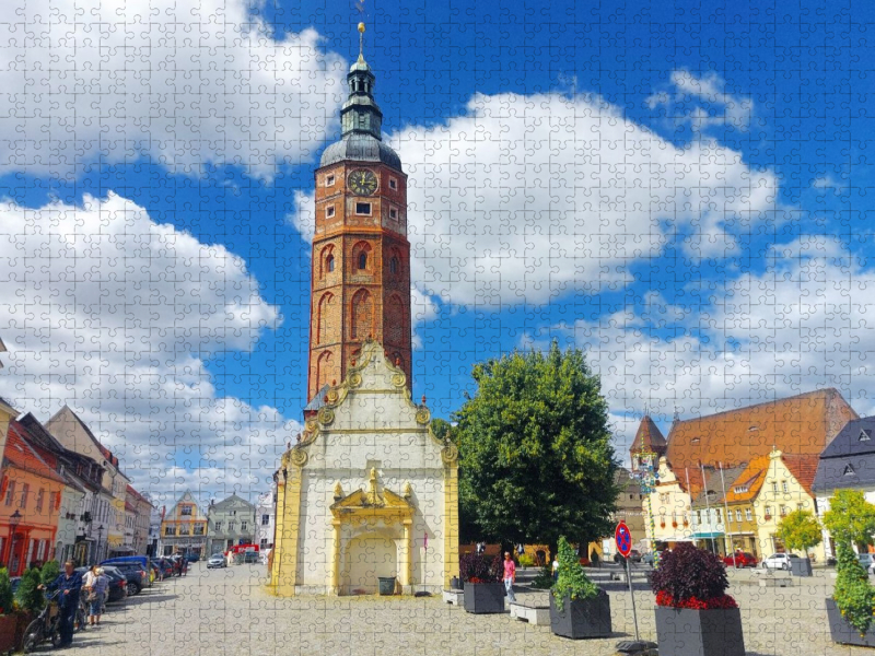 Luckau, Marktplatz mit Georgenkapelle und Hausmannsturm