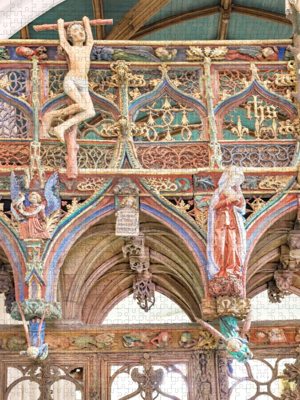 Gotisches Schnitzwerk in der Chapelle Saint-Fiacre in La Faquet