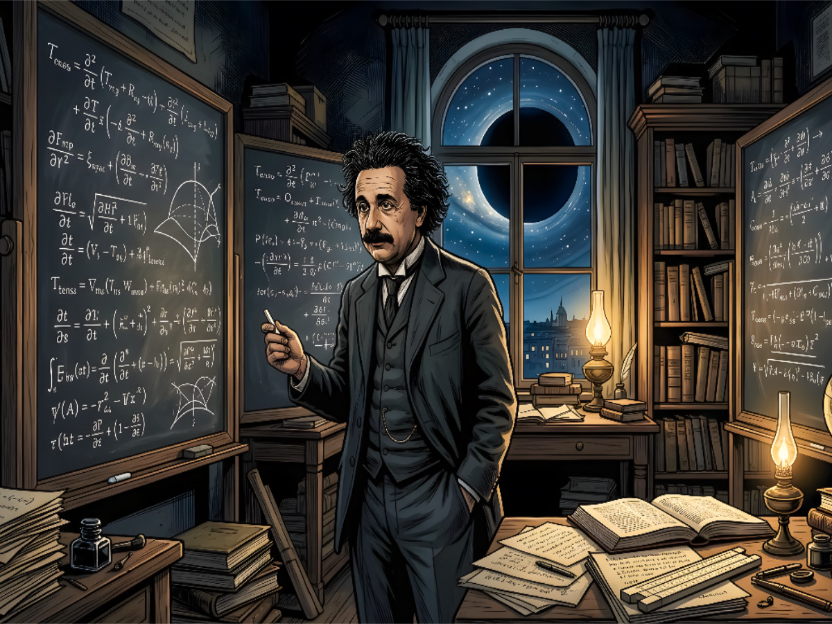 1915 Einstein krümmt Raum und Zeit