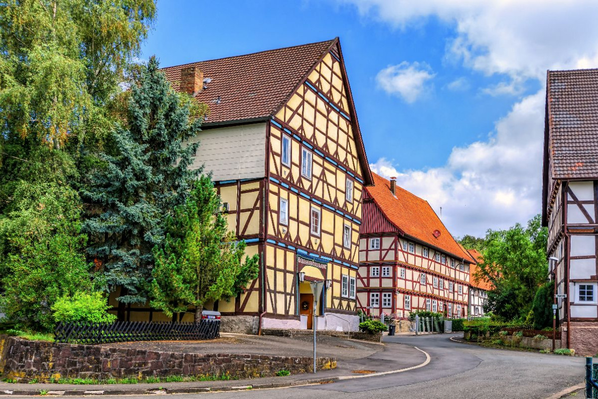 Fachwerkshäuser in Gottsbüren, Reinhardswald, Hessen, Deutschland