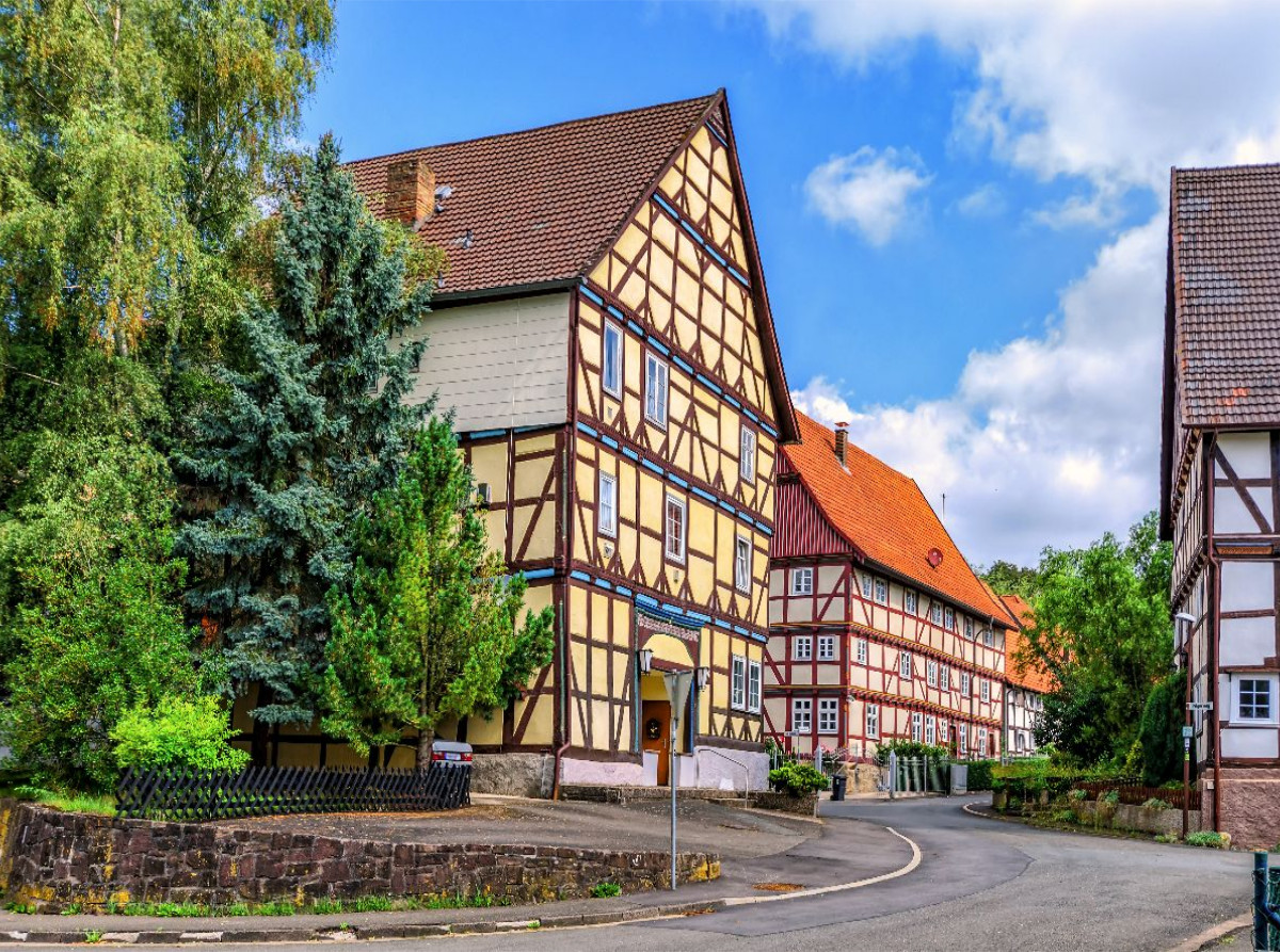 Fachwerkshäuser in Gottsbüren, Reinhardswald, Hessen, Deutschland