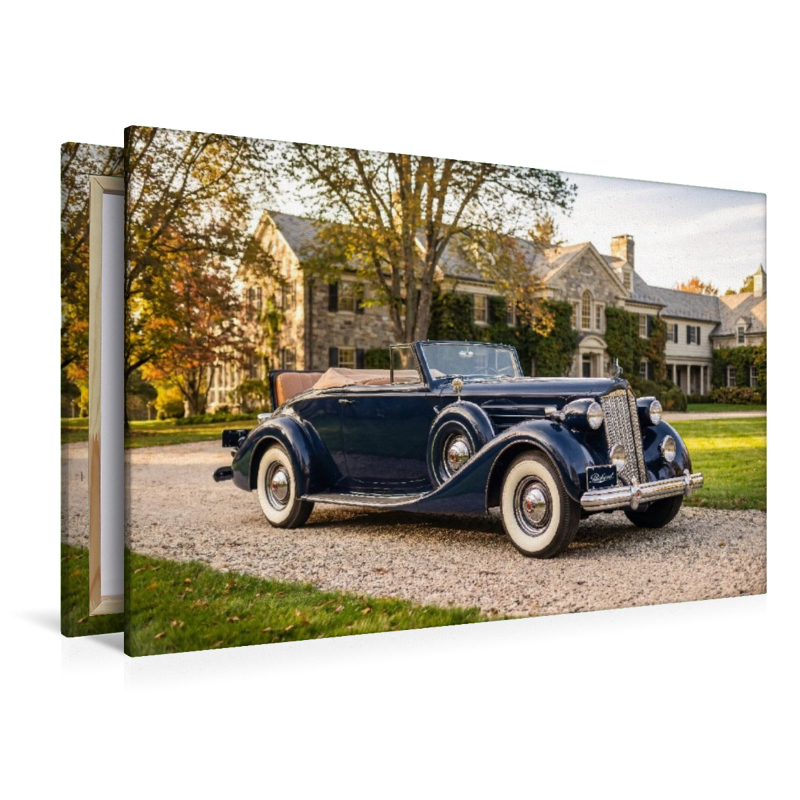 Packard Twelve Coupe-Roadster (USA, 1937) vor einem herrschaftlichen Anwesen an der amerikanischen Ostküste