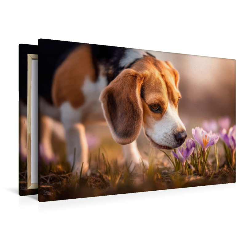 Beagle trifft auf die ersten Frühlingsboten