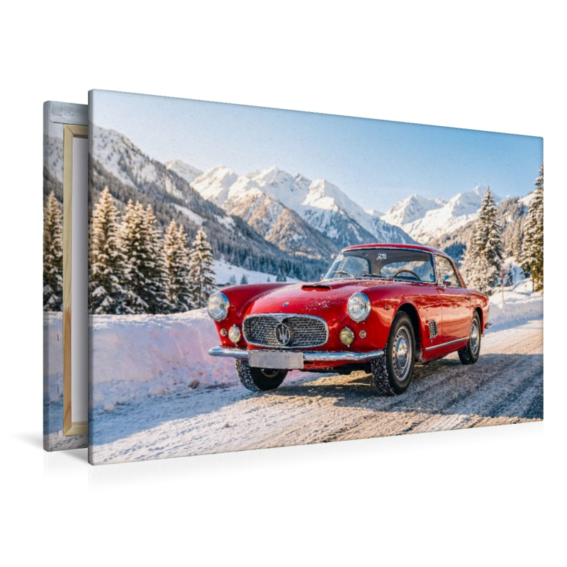 Maserati 3500 GT Coupé (Italien, 1958-61) auf schweizer Alpenstraße vor einer spektakulären Bergkulisse