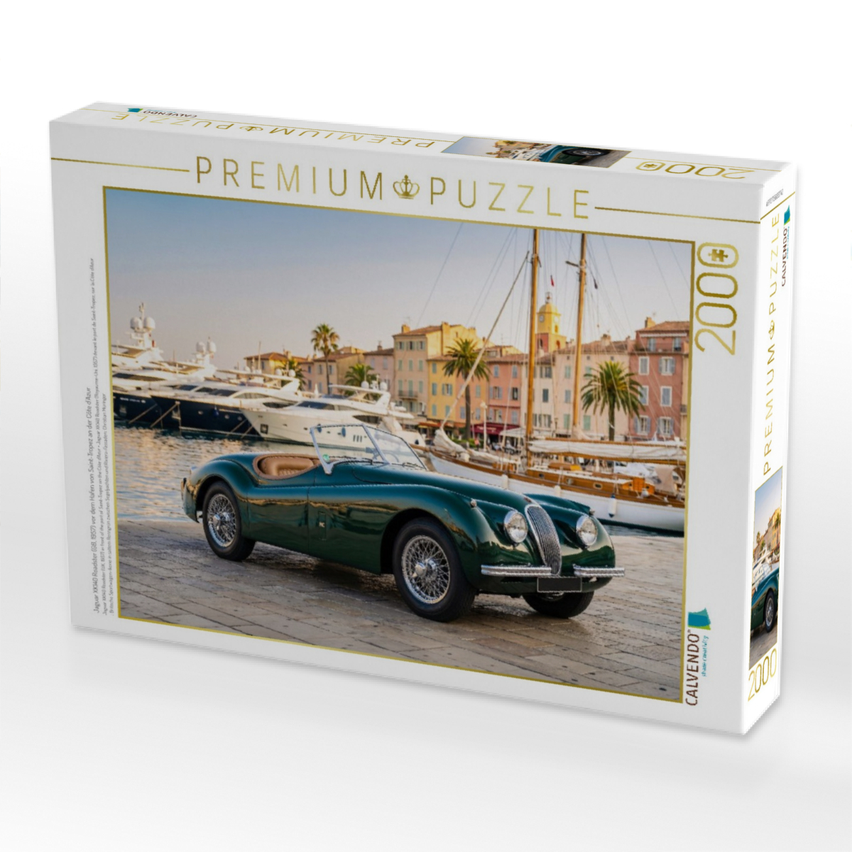 Jaguar XK140 Roadster (GB, 1957) vor dem Hafen von Saint-Tropez an der Côte d'Azur