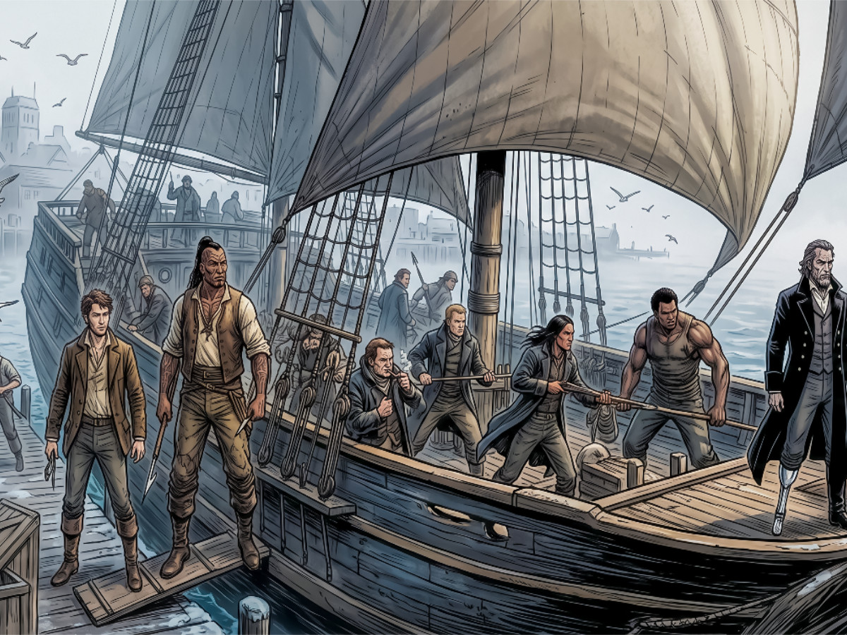 Die Pequod verlässt Nantucket mit Ahab