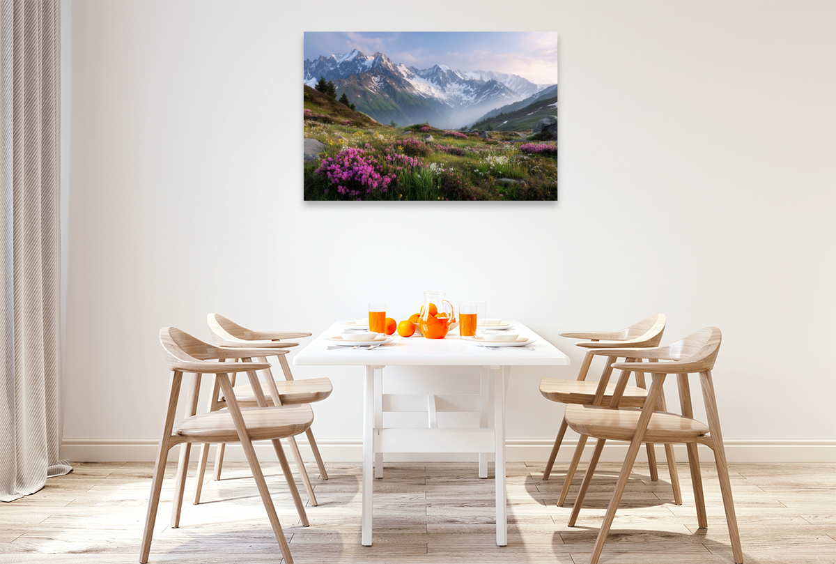 Mit duftenden Blumenwiesen und schneebedeckter Gipfel begint der Sommer