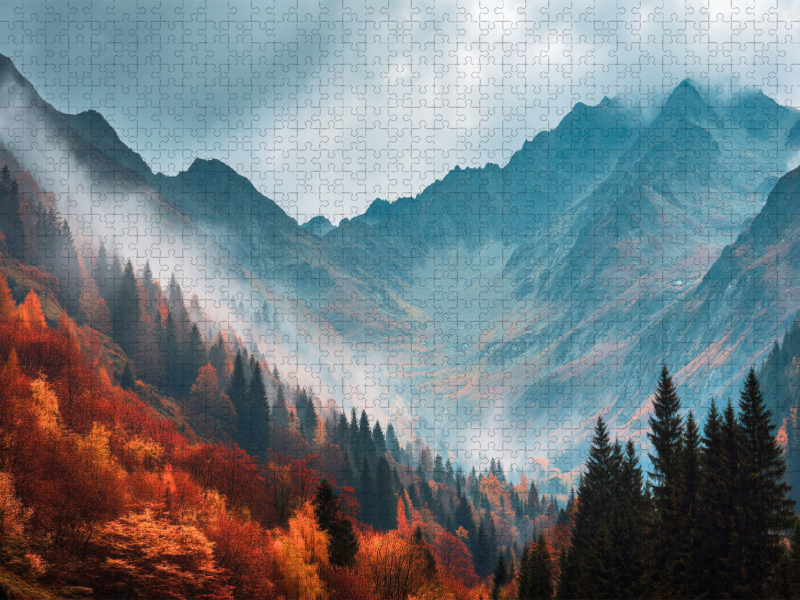 Nebel küsst die Berge und erschafft ein Reich der Legenden