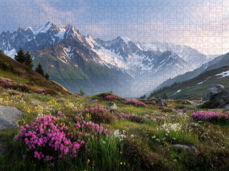 Mit duftenden Blumenwiesen und schneebedeckter Gipfel begint der Sommer