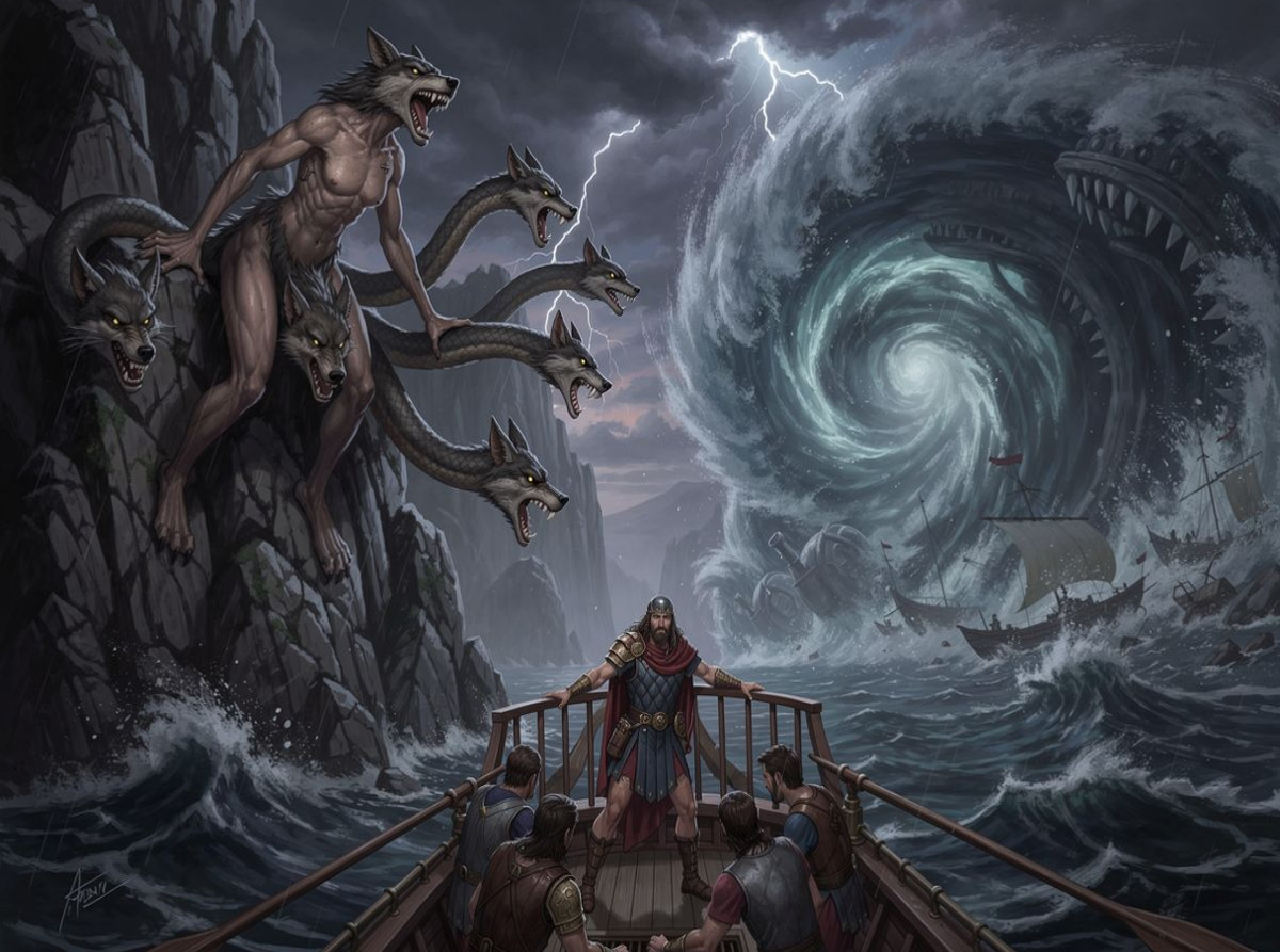 Odysseus Zwischen Skylla und Charybdis