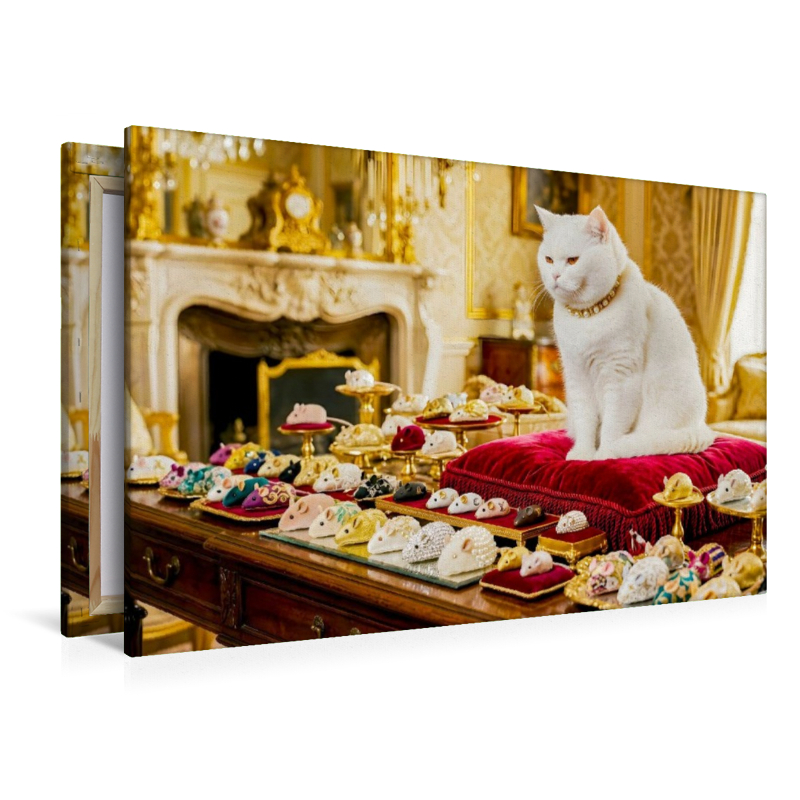 Prunksaal Katze mit edler Sammlung luxuriöser Mäusespielzeuge