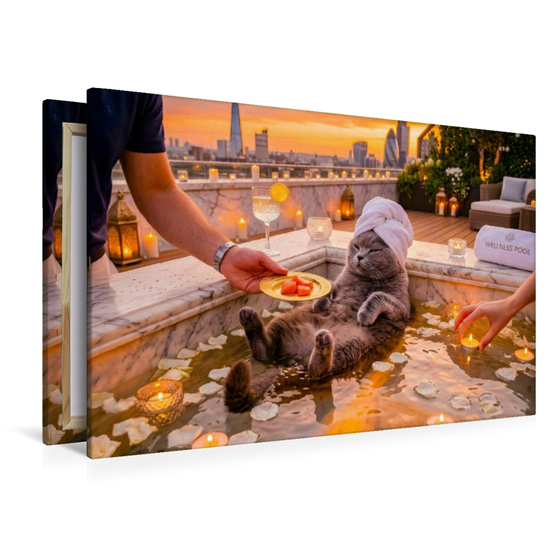 Himalayan Katze im Dachterrassenpool mit luxuriösem Wellnessservice entspannt
