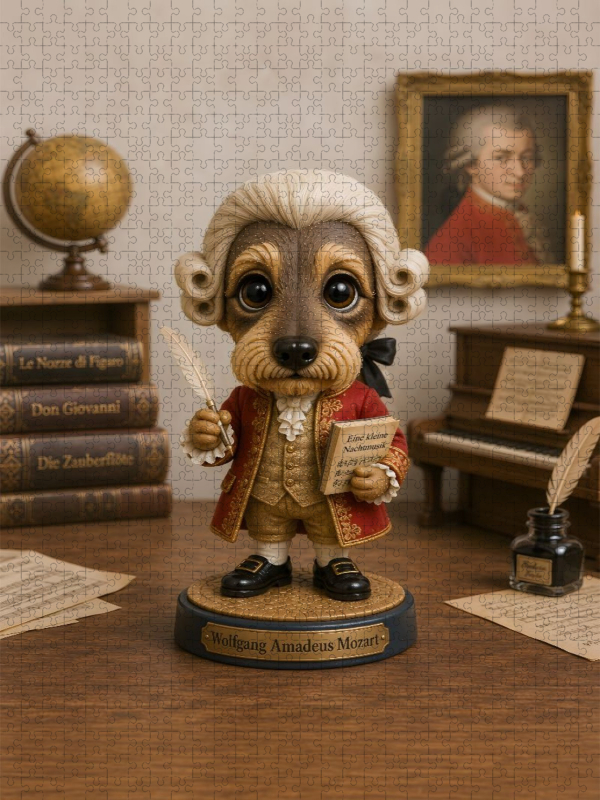 Dackel als Wolfgang Amadeus Mozart