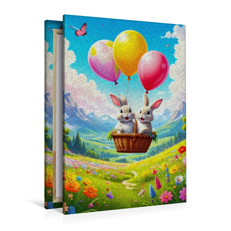 Fröhliche Hasenluftfahrt im Frühling