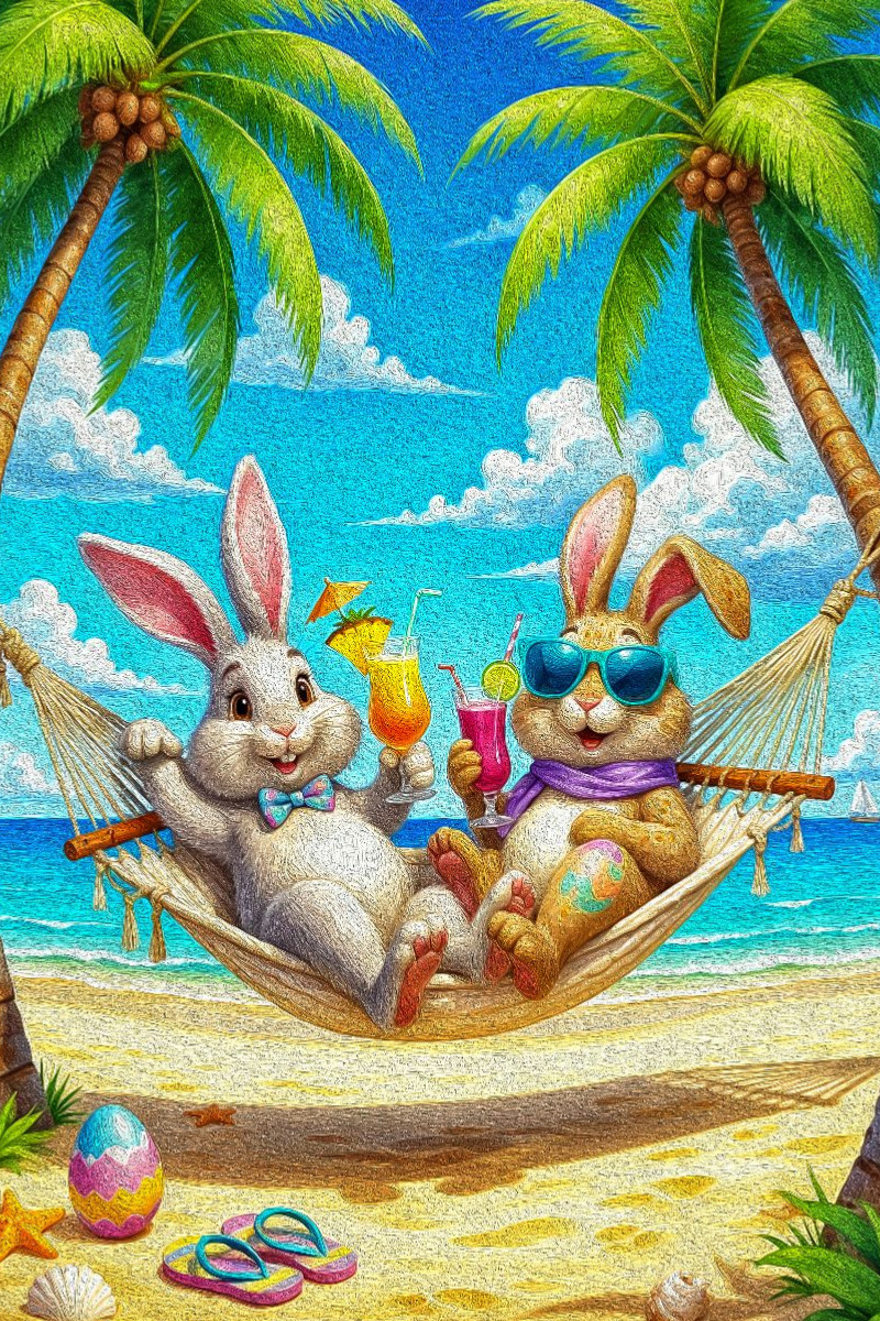 Tropischer Osterurlaub unter Palmen in der Hängematte