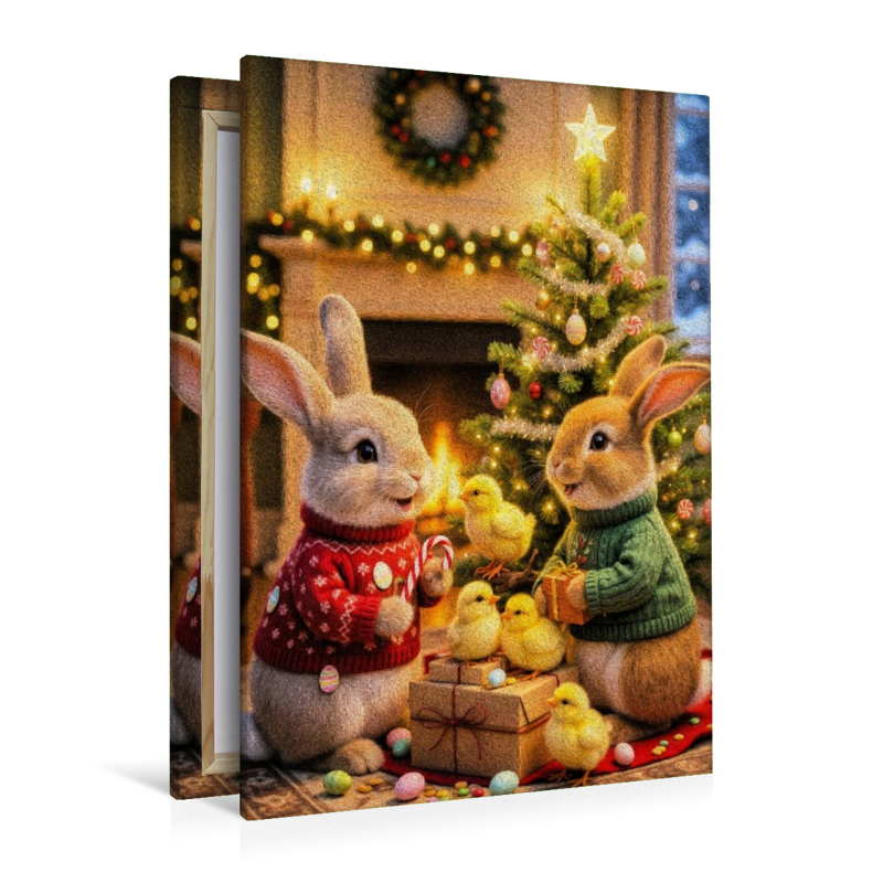 Weihnachtsfeier bei Osterhasen mit  kleinen Küken
