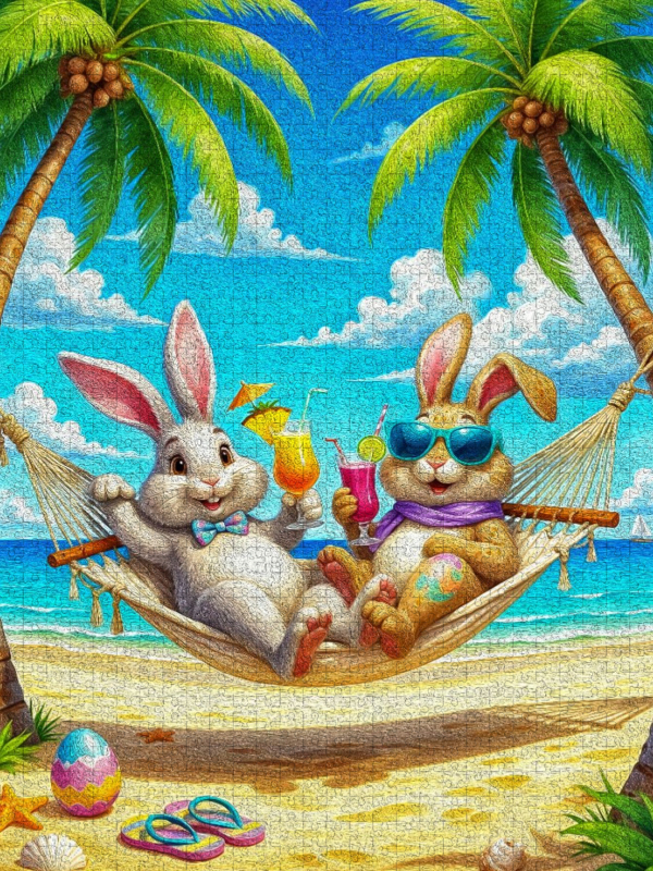 Tropischer Osterurlaub unter Palmen in der Hängematte